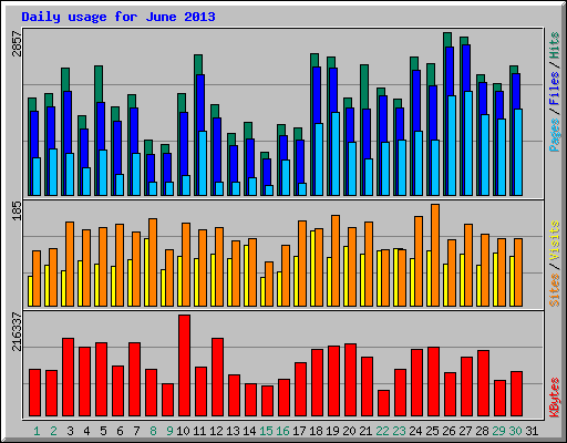 Daily usage for June 2013