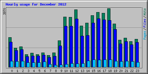 Hourly usage for December 2012