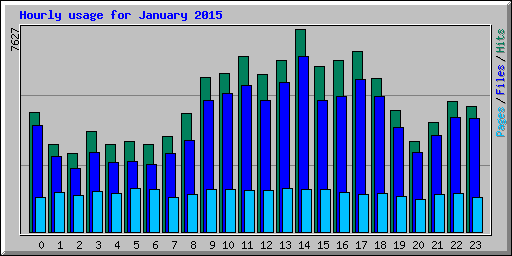 Hourly usage for January 2015