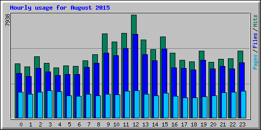 Hourly usage for August 2015
