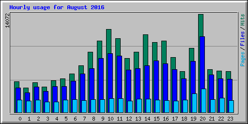 Hourly usage for August 2016